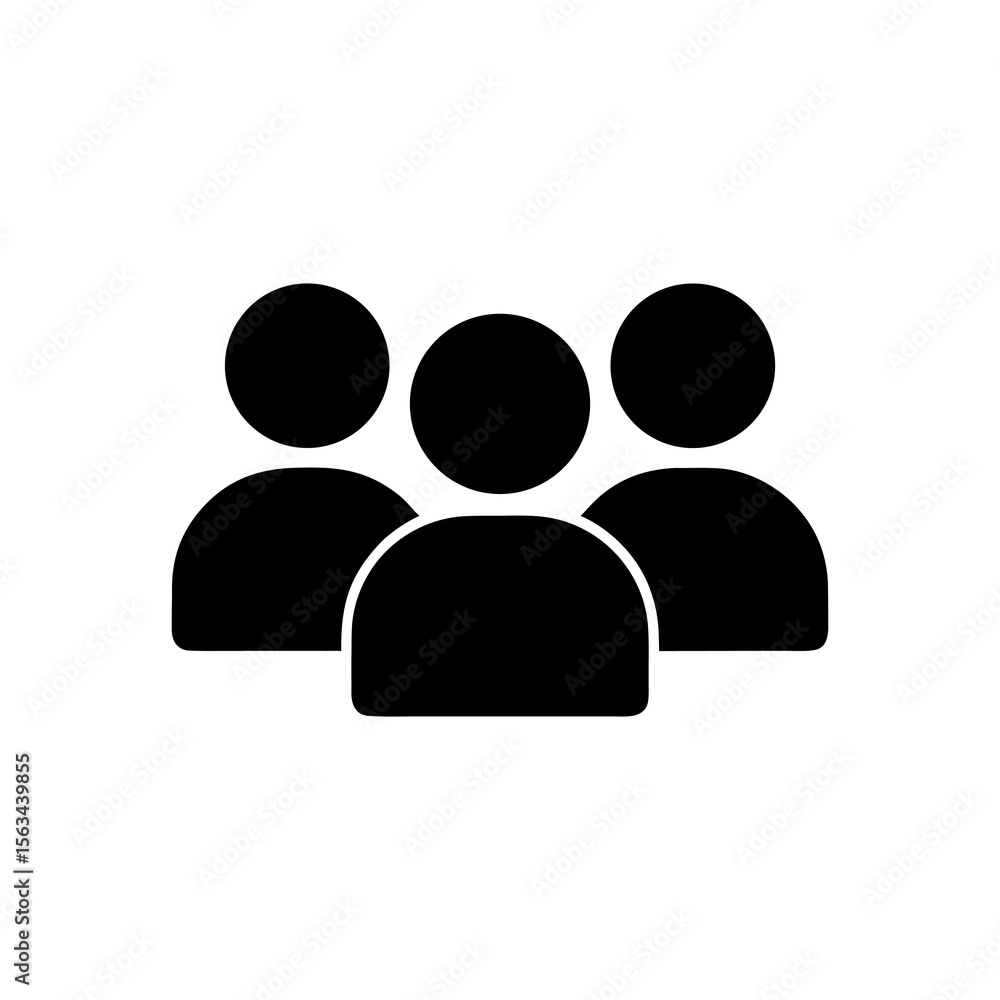 Poster a simple icon depicting a group of people, ideal for user interface design and representation of com