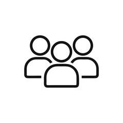 Simple Line Art Illustration of Three People Standing Together Depicting Teamwork Collaboration or Community in a Minimalist Style Design