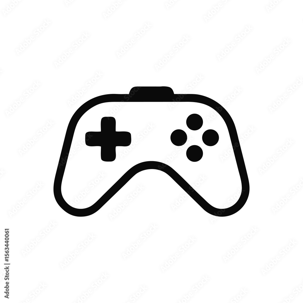 Poster a minimalist video game controller icon for gaming enthusiasts and technological designs with clean 