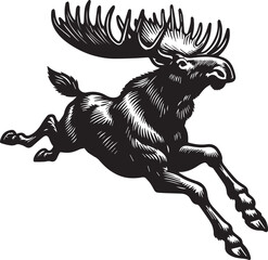 Moose Vector In Black and White
