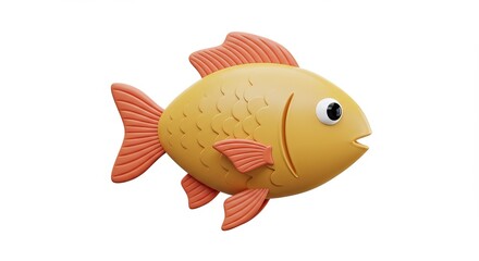 Obraz premium 3D fish icon on white background
