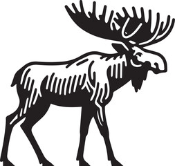 Moose Vector In Black and White