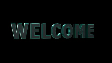 Futuristic Welcome Text – 3D Glowing Green Typography on Black background