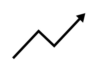 Illustration of graph with black arrow isolated on transparent backdrop