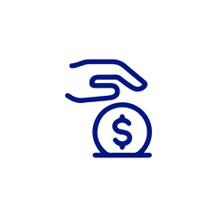 Symbolic Hand Reaching Towards a Dollar Coin Representing Finance