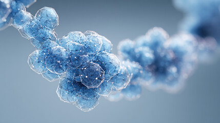 Abstract blue molecular structure in sci-fi style, symbolizing futuristic scientific exploration