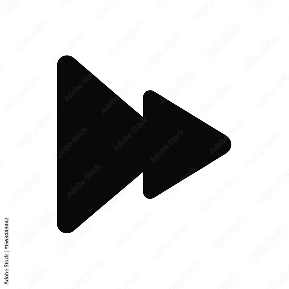 Poster black solid silhouette icon representing a fast forward symbol two overlapping triangles pointing ri