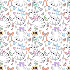pastel halloween seamless pattern