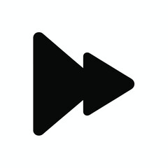 Black Solid Silhouette Icon Representing a Fast Forward Symbol Two Overlapping Triangles Pointing Rightward on White Background Simple Minimalist Graphic Design Element