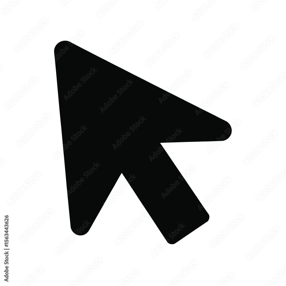 Poster black silhouette cursor icon simple solid arrow pointer shape digital interface symbol graphic eleme