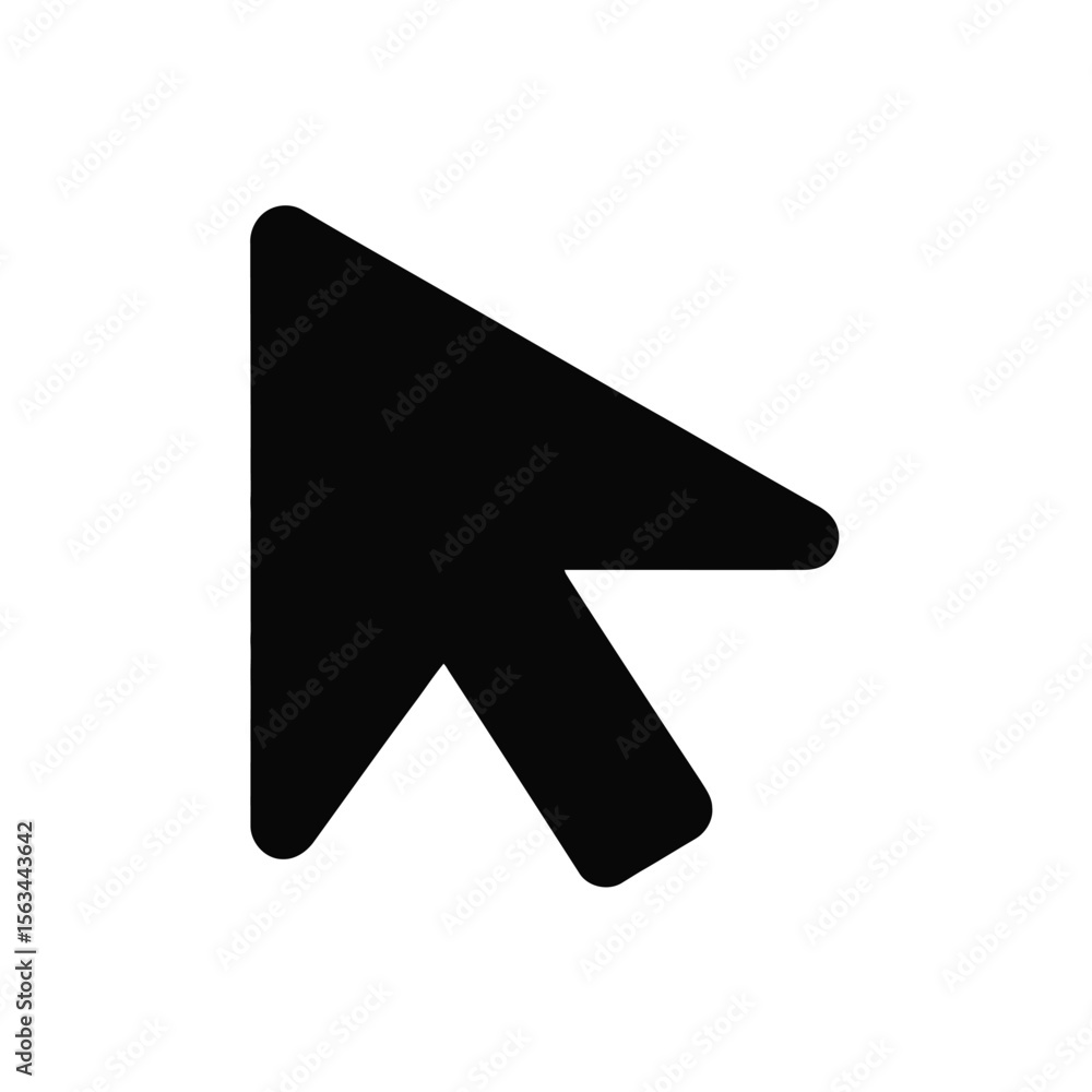Poster black solid silhouette cursor icon simple arrow pointer symbol digital interface element graphic des