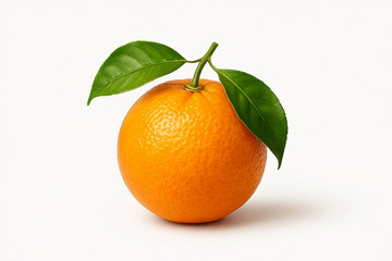 Freesh Orange with Leaves on White Background