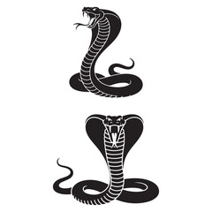 Fototapeta premium High Quality Snake Silhouette Vector Collection Bold and Striking Reptile Illustrations for Tattoo Art, Branding Projects, T-Shirt Prints, Jungle Wildlife Themes and Horror or Tribal Design Concepts.