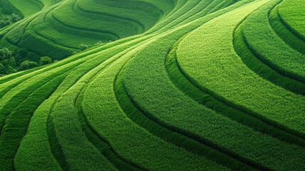 Lush green terraced rice paddies