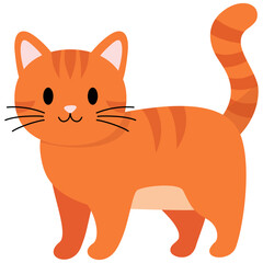 Orange cat cartoon kawaii flat illustration. Orange cat. Fat orange cat