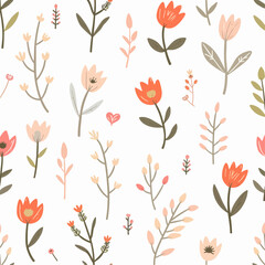 Vector seamless flower pattern background.
