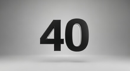 Bold Black Number Forty  High-Resolution 3D Render