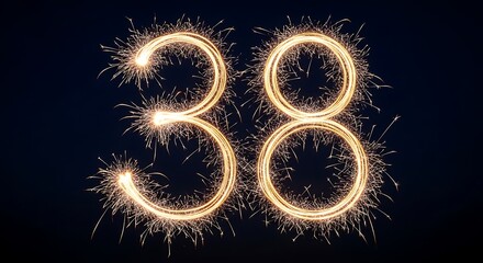Sparklers Light Up the Number Thirty-Eight A Festive Celebration Image