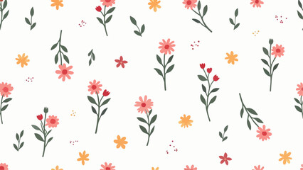Seamless floral pattern, Wild flowers vector collection. herbs, herbaceous flowering plants, blooming flowers