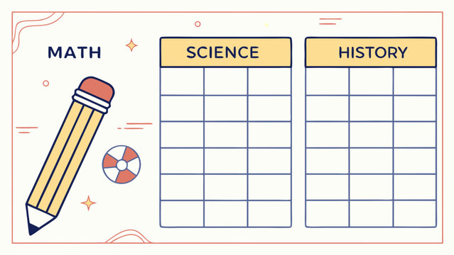 Back to school concept: a pencil and eraser rest on a blank calendar page, ready for a new year of planning