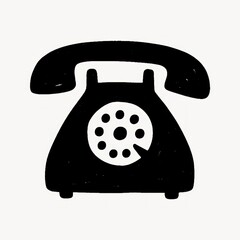 Vintage rotary phone silhouette illustration.