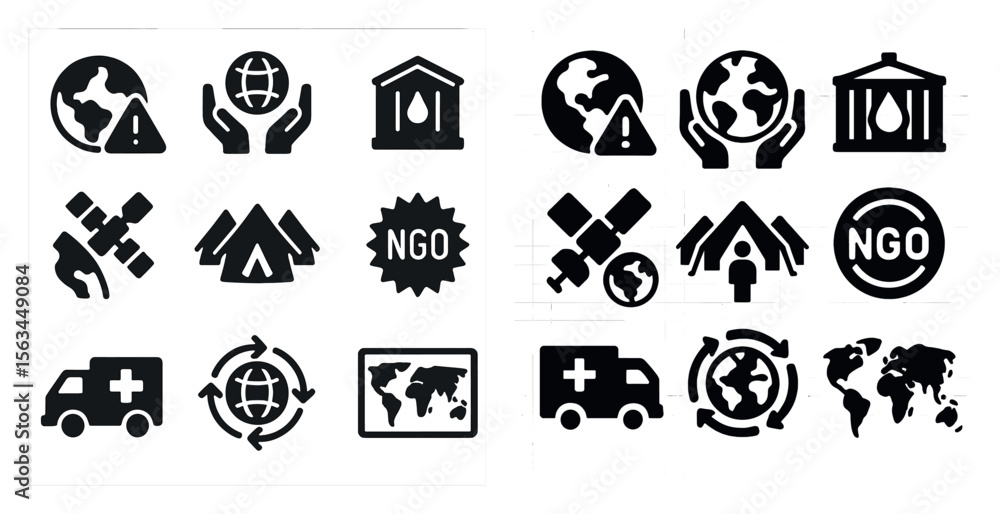 Poster the first image is a collection of icons that represent various concepts such as a truck, a building