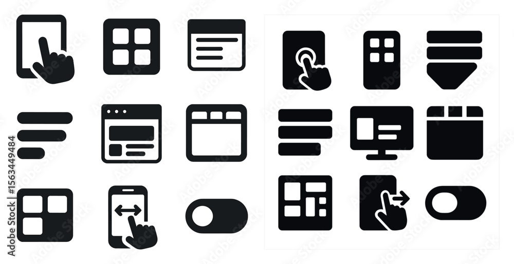 Poster set of icons for a computer screen, including a mouse, a keyboard, and a calendar