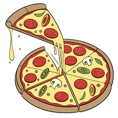 Pizza Slice Isolated on White Background Vector Illustration