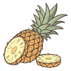 Pineapple Fruit Isolated on White Background Vector Illustration