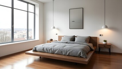 Beautiful bedroom interior centered around a cozy bed