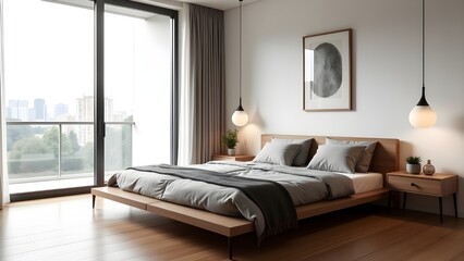 Beautiful bedroom interior centered around a cozy bed