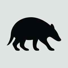 Silhouette of an aardvark walking isolated on white background vector illustration