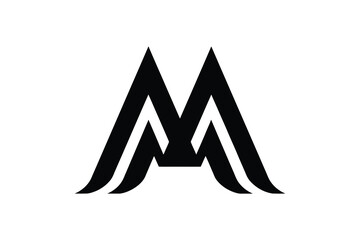 A stylized letter m logo design in black and white with overlapping lines