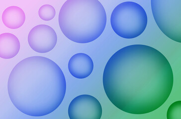 Illustration of Gradient Purple Blue and Green 3D Various Sized Spheres for Abstract Background