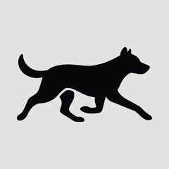 Silhouette of running dog elegant canine silhouette animal vector illustration
