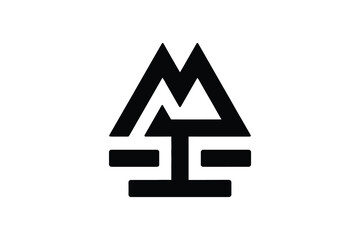 Abstract black and white logo design with geometric mountain and lines