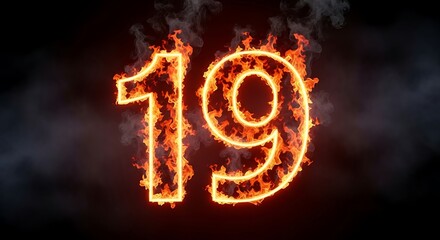 Fiery Number Nineteen Burning Inferno Digital Art
