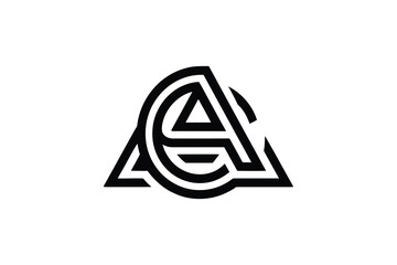 Abstract black and white logo design featuring geometric shapes and lines