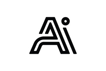 A stylized ai logo design featuring bold black lines on a white background