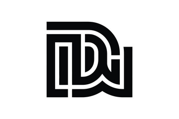 Black and white graphic design of interlocking letters forming a logo mark