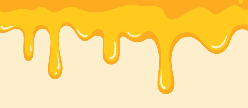 Yellow honey dripping, sweet topping, dessert ingredient, tasty drizzle, food illustration