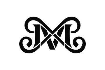 A decorative monogram featuring intertwined letters in black on white background