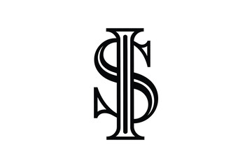 A bold black and white monogram of the letters i and s intertwined design