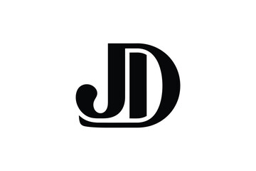 A stylized black and white logo featuring the letters j and d intertwined