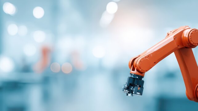 An industrial robot with a large mechanical arm working on an assembly line, production, robots replacing humans, robotics, robotics, humans and machines, future, technology, science, technology	