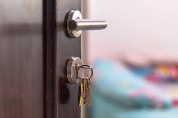 The room keys hanging on the door