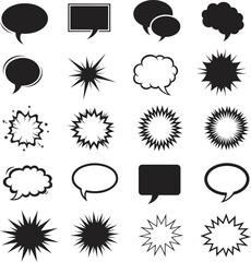 Collection of Speech Bubbles and Comic Book Style Explosions