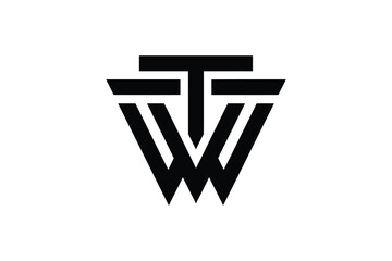 A minimalist black and white logo featuring the letters t and w intertwined