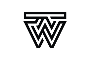 A geometric logo design featuring a stylized letter w in black and white