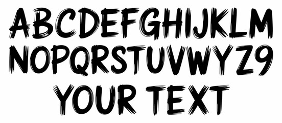 Brush stroke alphabet, uppercase letters, typography, handwritten font, typeface, graphic element, alphabet set, rough, bold, grunge font